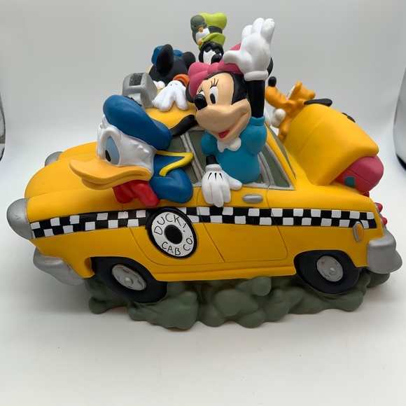 Vintage Disney Mickey Mouse and Friends Fab 5 Taxi Duck Cab Co. Fun Coin Bank - Picture 3 of 12